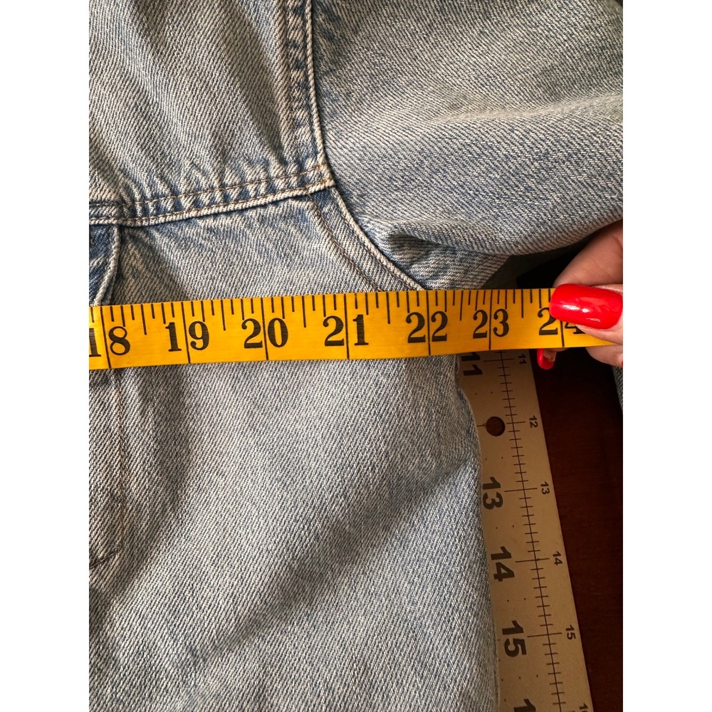GAP Denim Sherpa Lined Trucker Jacket‎ Light Wash Blue Women's Size M - Picture 8 of 12